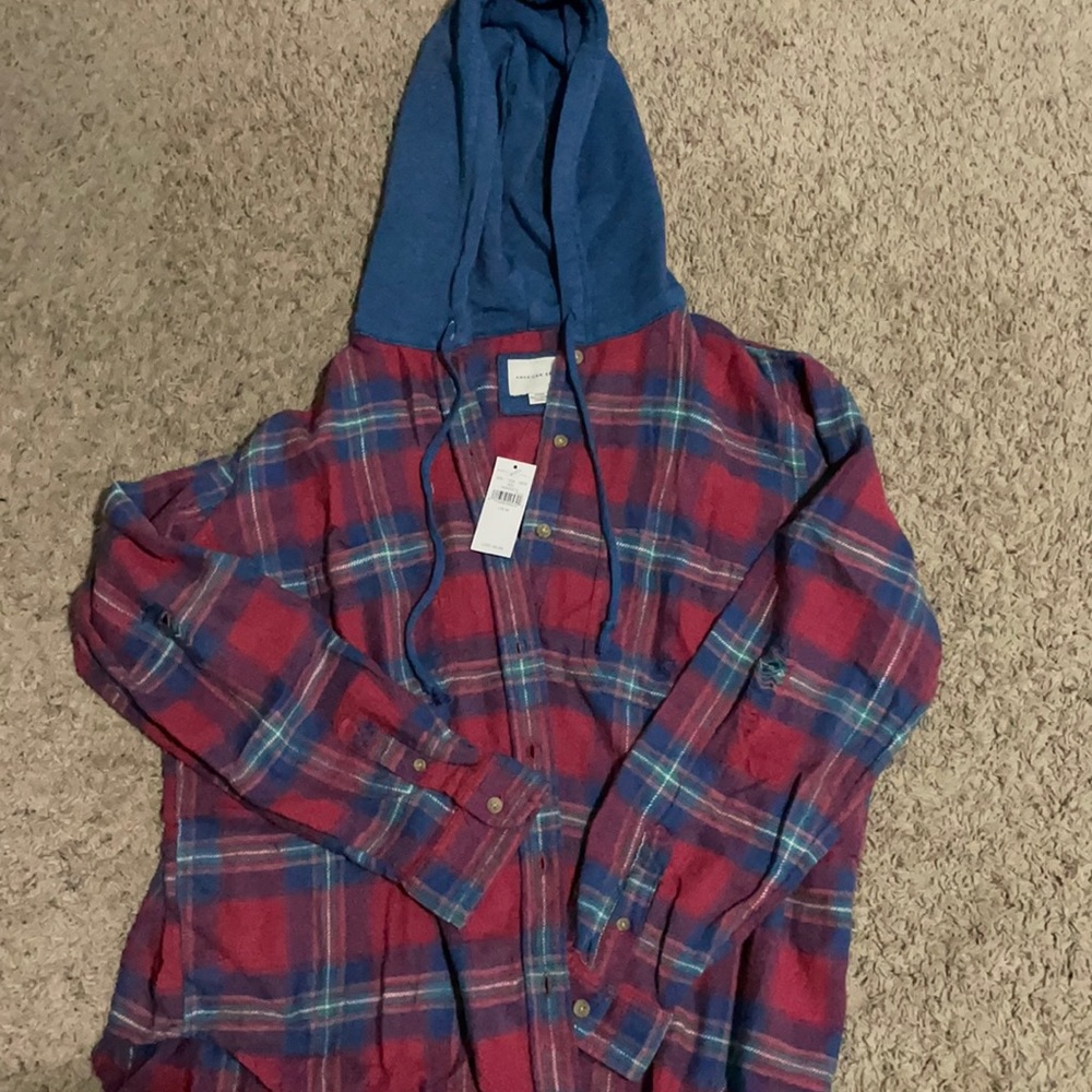 american eagle hooded flannel